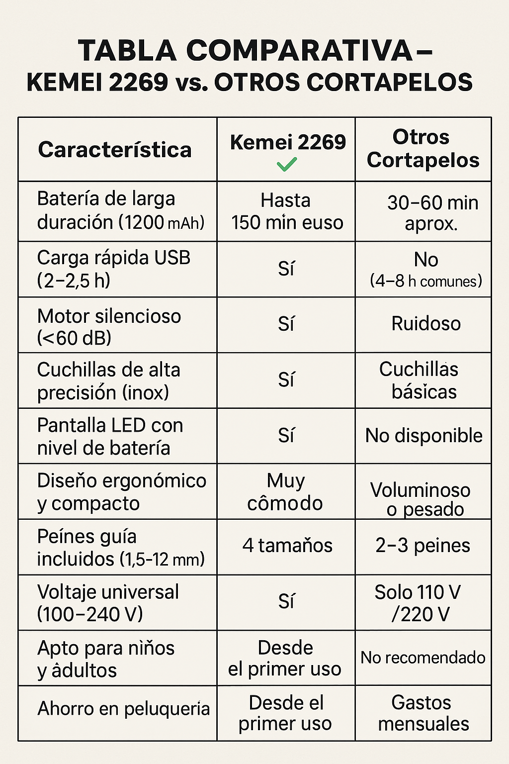 Cortapelos KM2269 - Corte Profesional, Fácil y Sin Salir de Casa
