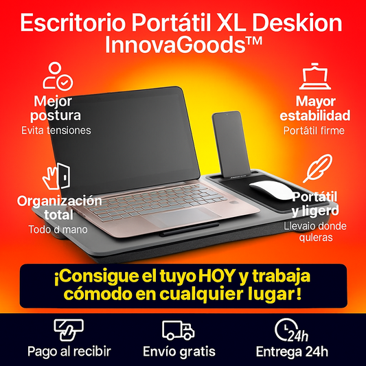 Escritorio Portátil XL Deskion InnovaGoods™ – Comodidad y organización en cualquier lugar