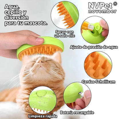 Cepillo masajeador con Vapor para Mascotas NVPet
