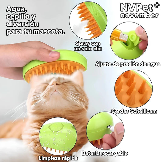 Cepillo masajeador con Vapor para Mascotas NVPet