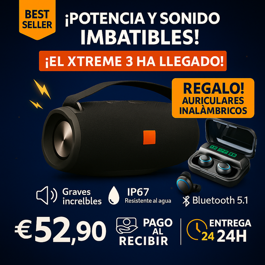 ¡XTREME 3 XL + AURICULARES GRATIS! POTENCIA Y SONIDO IMBATIBLES 🔊🎧 (LIQUIDACIÓN POR CIERRE)