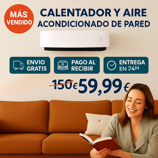 2 en 1 - Calefactor y Ventilador de Pared con Control Remoto