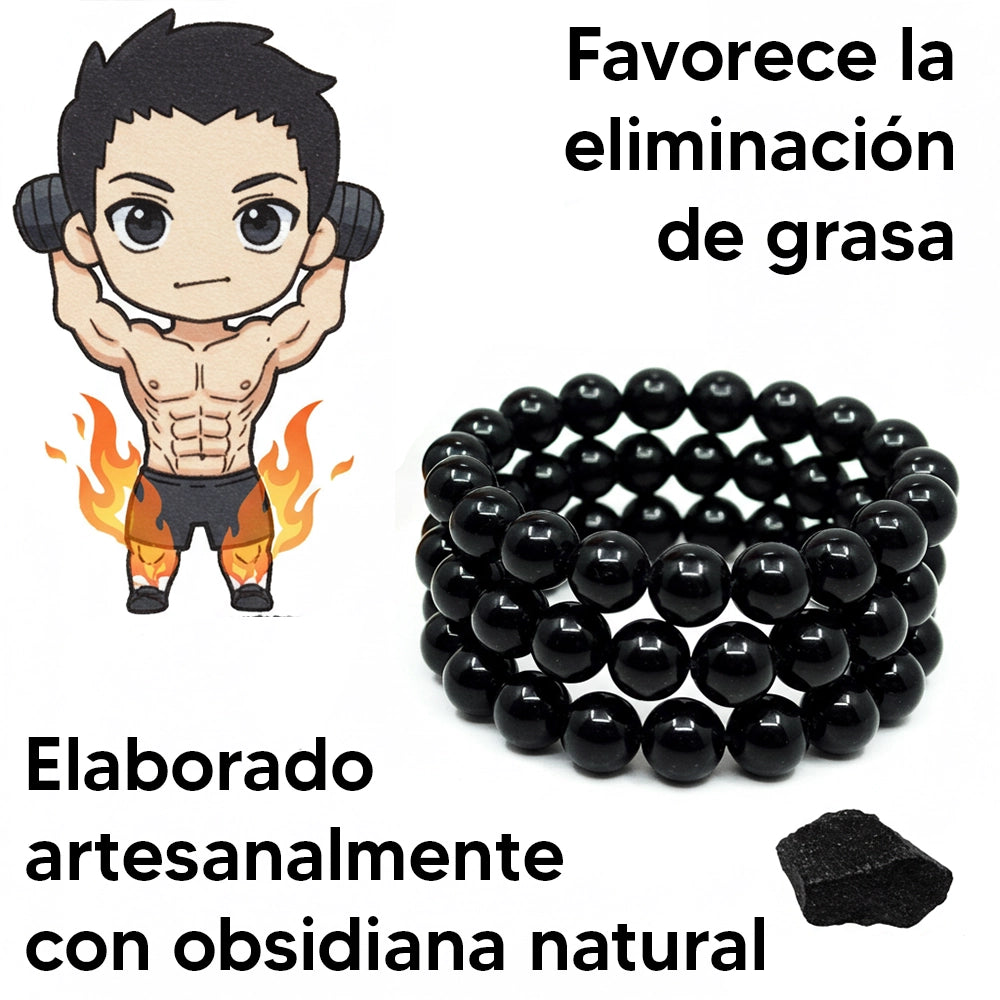 Pulsera de Obsidiana 100% Natural - 40% OFF + ENVÍO GRATIS