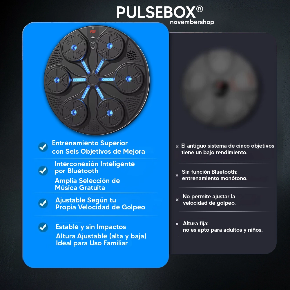 PulseBox™ – Máquina de Boxeo con Bluetooth y 9 Modos de Entrenamiento + Guantes de Regalo