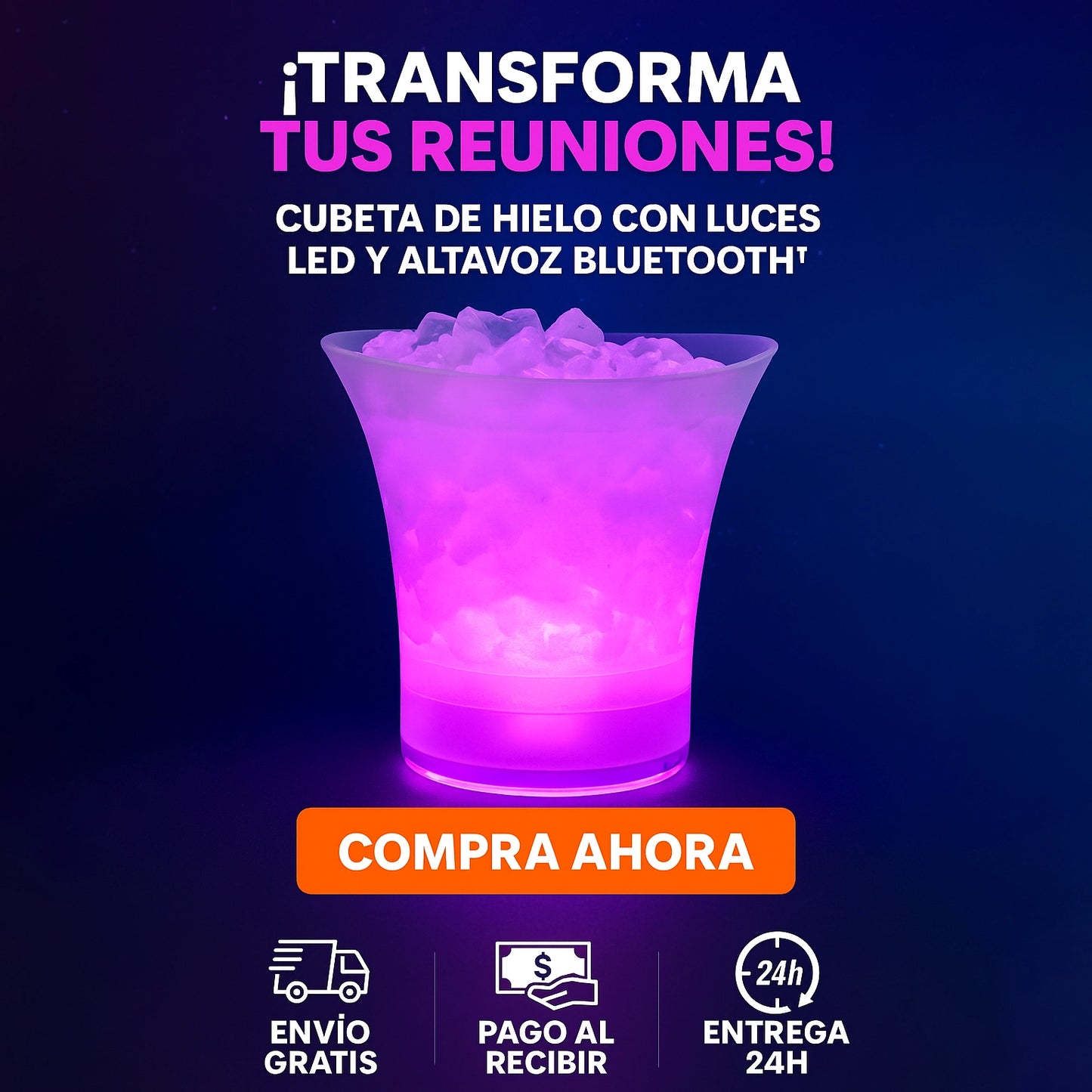 Cubeta Grande Para Hielo Parlante Con Luces LED (5L - 7L)