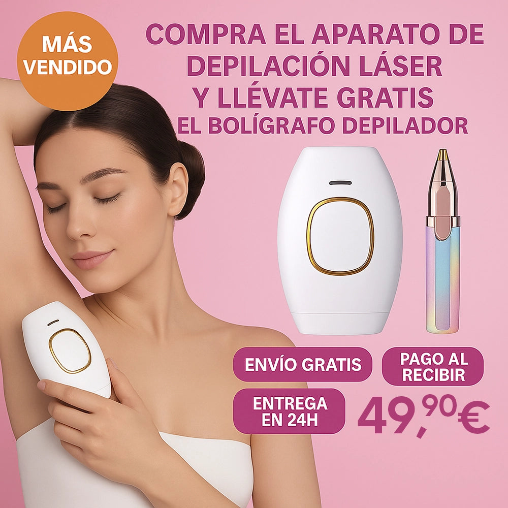 COMPRA 1 Y LLÉVATE 2: DEPILADORA LÁSER + BOLÍGRAFO DEPILADOR GRATIS | ELIMINACIÓN DEL VELLO SIN DOLOR