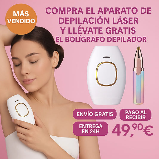 COMPRA 1 Y LLÉVATE 2: DEPILADORA LÁSER + BOLÍGRAFO DEPILADOR GRATIS | ELIMINACIÓN DEL VELLO SIN DOLOR