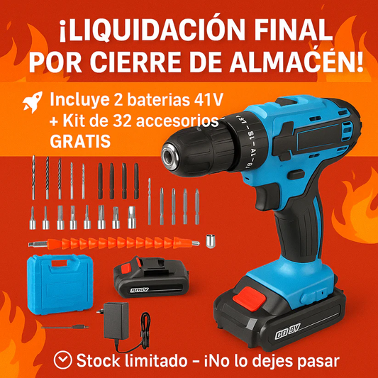 Taladro Percutor + Kit de Accesorios GRATIS (SÚPER LIQUIDACIÓN POR CIERRE)