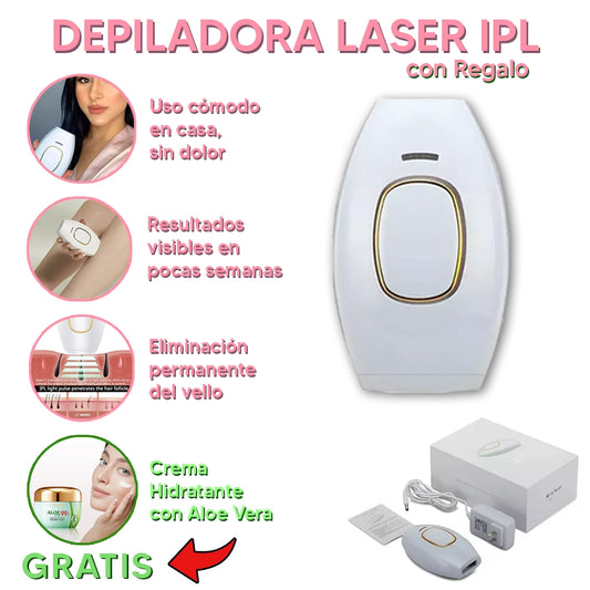DEPILADORA LASER IPL® + CREMA HIDRATANTE AV GRATIS