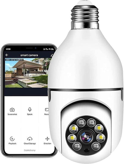 Cámara de Seguridad WiFi 360° en Bombilla con Visión Nocturna y Audio Bidireccional