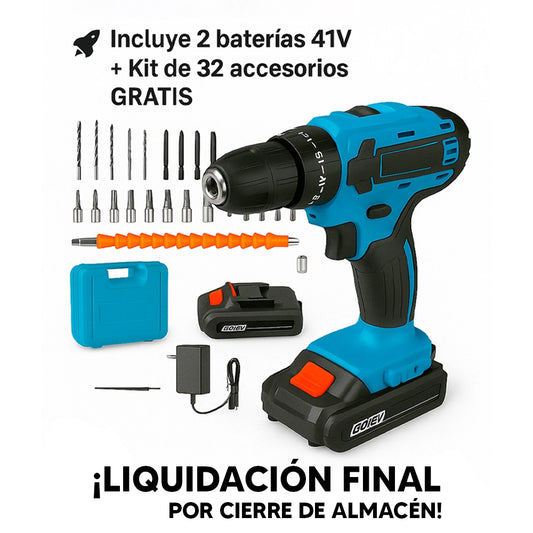 Taladro Percutor + Kit de Accesorios GRATIS (SÚPER LIQUIDACIÓN POR CIERRE)